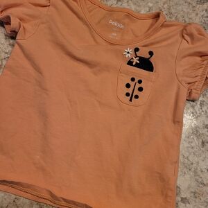 Orange Ladybug Pocket Tee for Kids